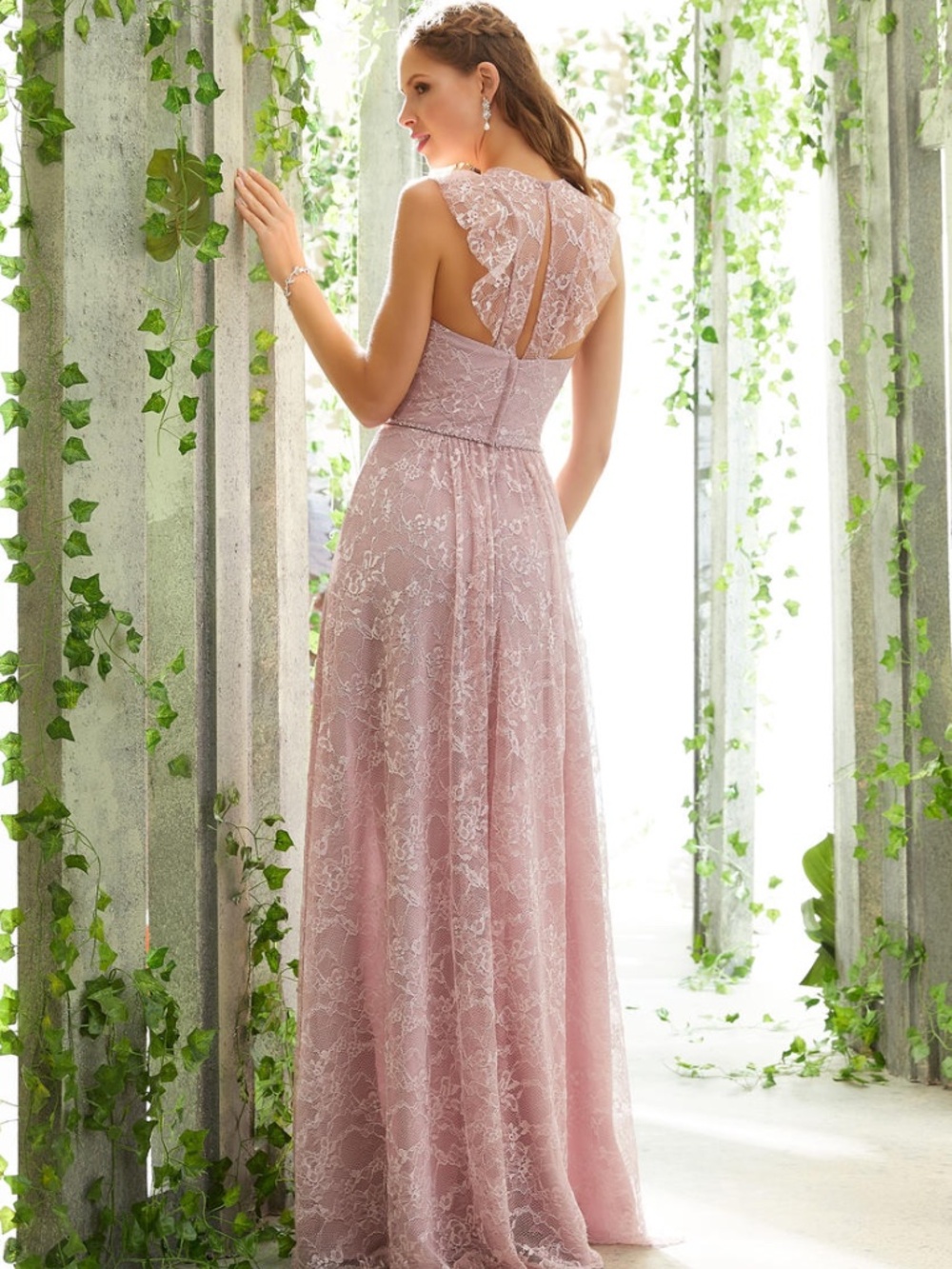 NWT MORI LEE DESERT ROSE LACE GOWN SIZE 12 - Picture 2 of 2